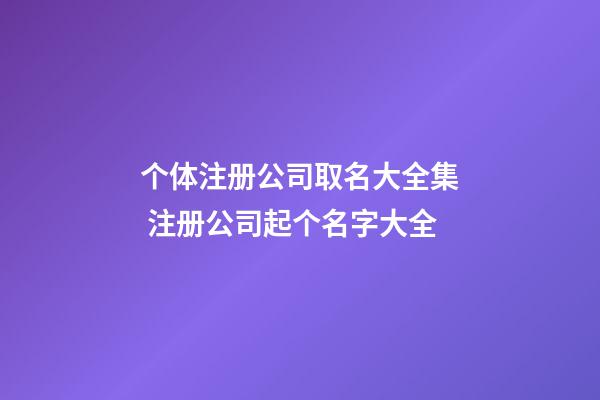 个体注册公司取名大全集 注册公司起个名字大全-第1张-公司起名-玄机派